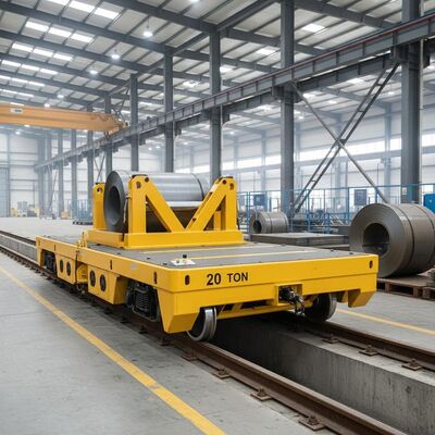 Op batterijen werkende railtransportwagen van 20 ton voor het hanteren van stalen rollen en matrijzen